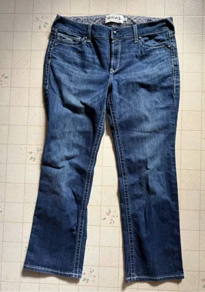 Ariat REAL denim Classic Women's Dark Blue Straight-Leg Jeans Size 33s thumbnail 1