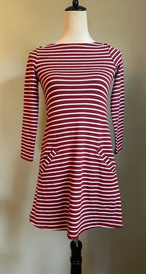 Hollister Red White Striped Long Sleeve Pocket Mini Dress XS y2k academia dainty thumbnail 1