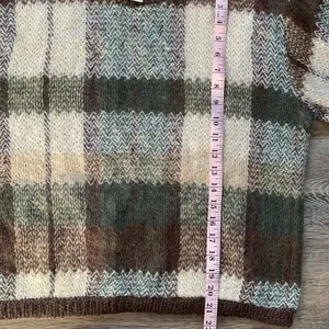 Vintage Dressbarn Brown, Tan & Green Mohair Blend Crop Crewneck Sweater L thumbnail 4