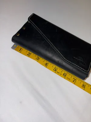 Cellphone case made to fit on belt magnetic closure inside pocket for cards thumbnail 5