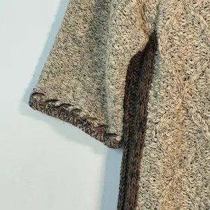 Coldwater Creek Mixed Media Cable Knit Cardigan Short Sleeve Tan Black Small thumbnail 9