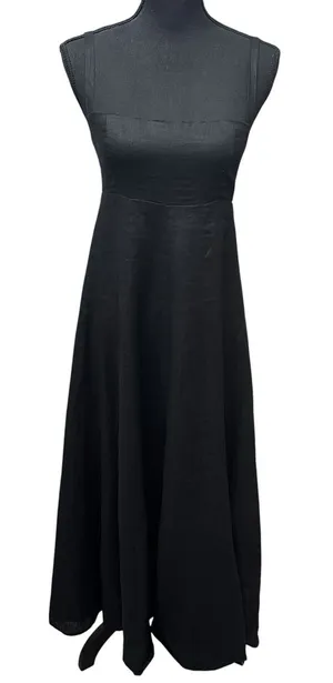 DISSH Black Linen Halter Tie Back Maxi Dress Womens Size US 8 Minimalist Coastal thumbnail 1