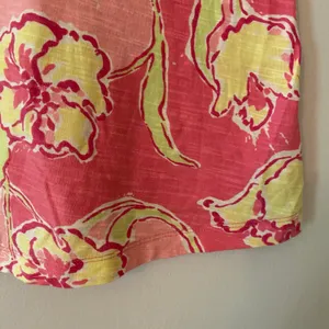Lilly Pulitzer Pink Yellow Floral Cotton T-Shirt V-neck Preppy Women's size XS thumbnail 4