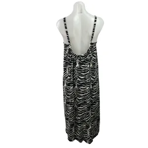 H&M Womens Black Pattered Zebra Print Sleeveless Oversized Maxi Tank Dress Sz S thumbnail 3