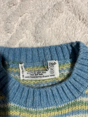 Vintage pastel colors 100% wool sweater fits xsmall best thumbnail 3