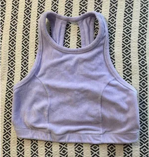 aerie Ribbed High Neck Halter Crop Tank / Long Line Bra Lilac Purple XL thumbnail 1