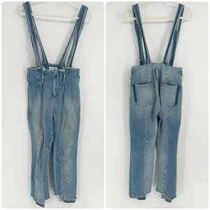 FRAME Womens Skyline Mix Denim Le Overalls‎ Suspender Raw Hem Jeans Size 25 thumbnail 2