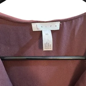 Leith Nordstrom Longline Sleeveless Duster Vest Chocolate Brown Ruffle Collar XS thumbnail 3
