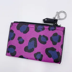 Vera Bradley Purple Leopard Spot Wallet Slim Coin Purse Keychain Faux Leather thumbnail 3
