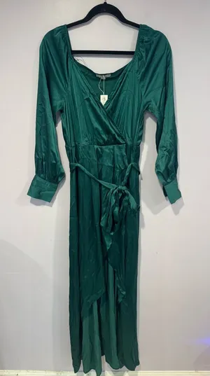 NWT Baltic Born Maxi‎ satin emerald green long sleeve dress thumbnail 1