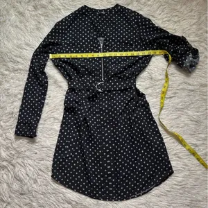Express Black and White Polka Dot Long-Sleeve Mini Dress Size S/P thumbnail 6
