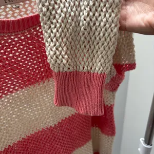 Z Supply Pink & Cream Broadbeach Striped Open-Knit Crewneck Sweater thumbnail 4
