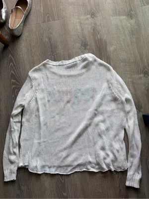 Wooden Ships White Knit Sweater with Multicolor 'TEQUILA' Lettering thumbnail 3