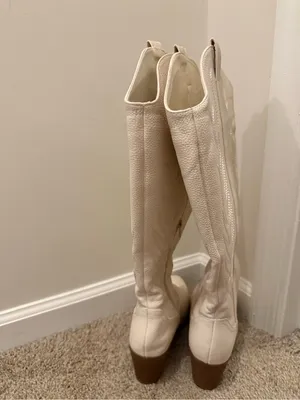Arula Cream Knee High Wide Calf & Width Sierra Western Heeled Boots - size 8W thumbnail 3