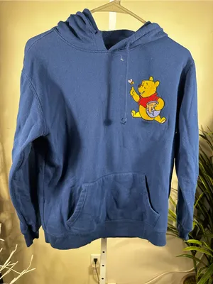 Disney H97. Blue Winnie the Pooh Graphic Hoodie Sweatshirt size small thumbnail 1