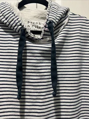 FRANK & EILEEN Blue Kane Striped Capelet Hoodie M thumbnail 8