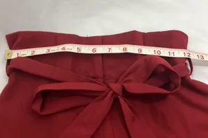 Burgundy belted trouser pants womans size medium thumbnail 5