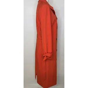 H&M Womens Orange Double Breasted Belted Long Trench Coat XS P/N 11152047 thumbnail 5