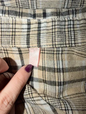 Classic Tan Beige Plaid Long Sleeve Button Down Shirt Blouse Casual Fall Size XL thumbnail 5