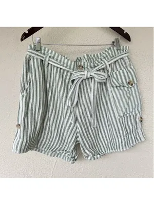 Free People Fp One Harriet Striped Shorts Mint Chip Combo Pocket M Coastal Beach thumbnail 2