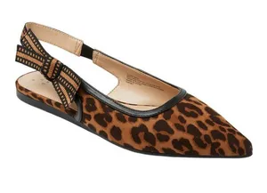 NWT A New Day Womens London Sling Back Flats Sandals 94303555 Leopard Brown 7M thumbnail 1