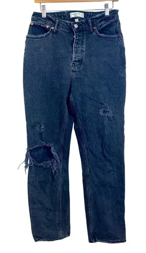 Abercrombie & Fitch Curve Love Dad High Rise Black Straight Jeans Womens Sz 28 6 thumbnail 1