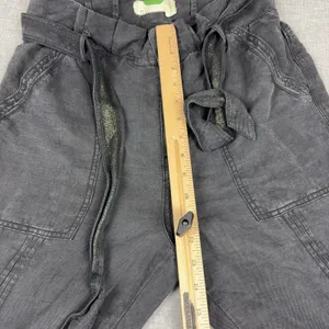 Anthropologie Wanderer Womens 4 Charcoal Gray Linen Paperbag Jogger Pants thumbnail 4