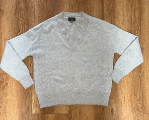 VICI Cashmere Wool Knit Sweater Gray Womens S Capsule‎ Minimalist Quiet Luxury thumbnail 1