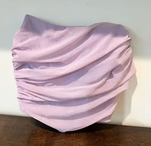 Strapless Ruched Lilac Bandeau Top thumbnail 1