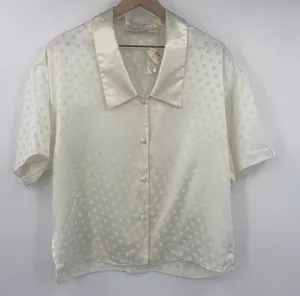 Vintage 90s Victorias Secret Gold Label 2 Piece Pajama Set Ivory Polka Dot NEW M thumbnail 2