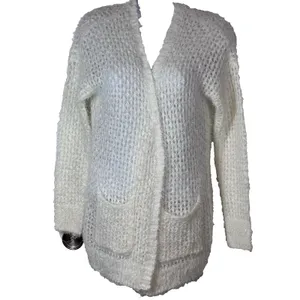 Mudd Fluffy Eyelash Knit Cardigan XS Cream Cozy Soft Girl Open Front Cottagecore thumbnail 10