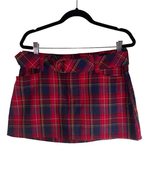 Vintage 90s Abercrombie & Fitch Plaid Wool Blend Belted Mini Skirt Size 8 thumbnail 3