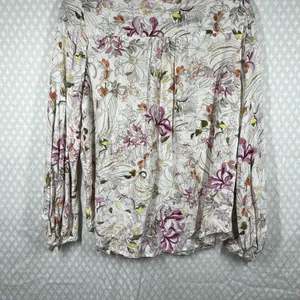 Anthropologie Maeve White Pink‎ Floral Pernille Tie Sleeve Top thumbnail 5