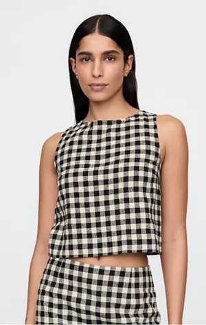 NWT Gap Linen-Blend Crop Shell Tank Top thumbnail 1