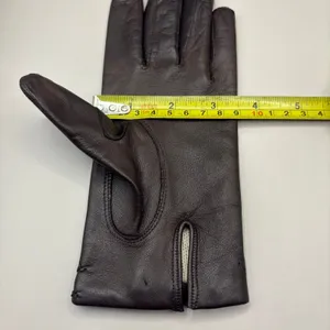 American Vintage VTG Leather Gloves Sz 7 Brown Knit Fabric‎ Lined Unbranded Braided Embellished thumbnail 8