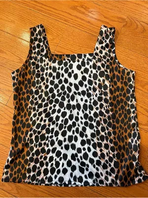 Vintage Doris Jay Leopard Print Square Neck Tank Top | Y2K Animal Print | Small thumbnail 1