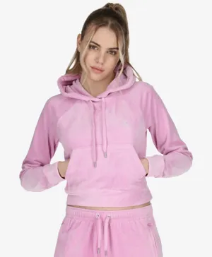 Juicy Couture OG Big Bling Crystal Logo Hoodie Jacket Pink Sz Small thumbnail 1