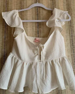Urban Outfitters Baby Doll Top Summer Crop Top Shirt Womens Size Small White thumbnail 1