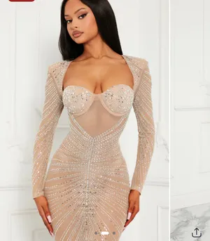 Embellished Maxi Dress- Nude thumbnail 4