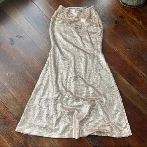 Lucy Paris Champagne Gold Metallic Maxi Skirt | Mermaid Slip Skirt | Y2K Glam thumbnail 5