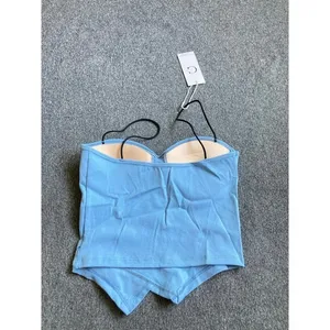 Women Seamless Irregular Crop Tops Sleeveless‎ Cotton Short Top Padded bra Cami thumbnail 3