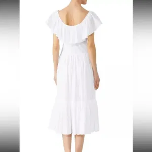 TORY BURCH White Tonal‎ Stripe Cotton Seersucker Dress Size 4 thumbnail 3