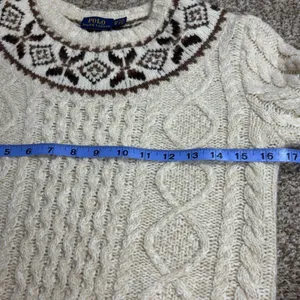 Polo Ralph Lauren Cable Knit Fair Isle Wool‎ Sweater XS Nordic Sample Rare thumbnail 6