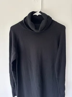 Quince Mongolian Cashmere Black Turtle Neck Sweater Dress Knit Quiet Luxury Cozy thumbnail 4