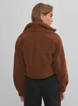 new with tags cropped teddy sherpa jacket thumbnail 5