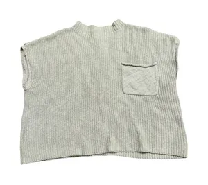 FP Beach Free People Beige Ribbed Mock Neck Boxy Knit Sweater Vest Top Small thumbnail 1