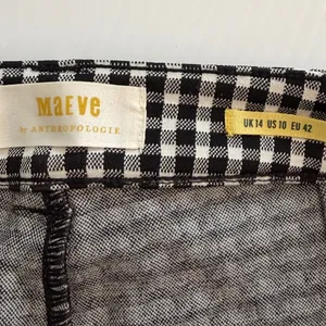 Maeve Anthropologie Gingham Check High‎ Rise Tapered Pants Black White Womens 10 thumbnail 4
