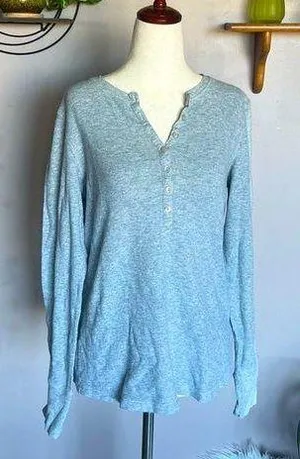 LL Bean Gray Button Up Long Sleeved Shirt Undershirt Athletic Comfy Shirt thumbnail 1