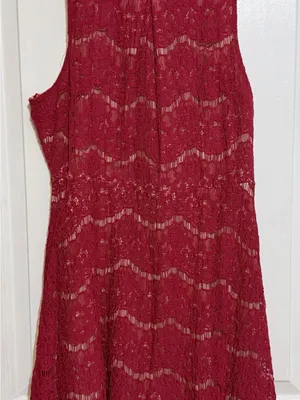 Burgundy Lace Fit & Flare Dress Sleeveless Cocktail Wedding Guest Women’s large thumbnail 2