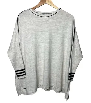 Mersea Heathered Cream Black Stripe Catalina Crewneck Sweater One Size thumbnail 1